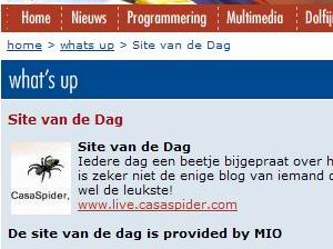 02.04.2007: CasaLog is Site van de Dag bij Dolfijn FM. Klik voor groter.